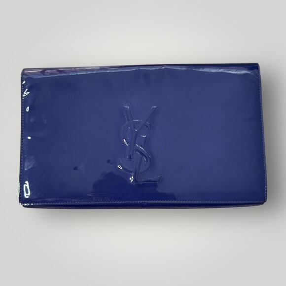 Yves Saint Laurent Belle de Jour Patent Leather Clutch - Blue , Made in Italy - Picture 1 of 14